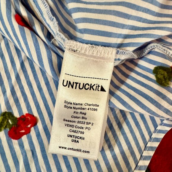 UNTUCKit “Charlotte” Cherry Embroidered Button-Down Shirt – Size M - Picture 7 of 16